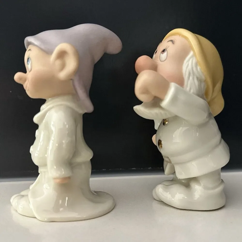Vintage Lenox Disney Dopey&Sneezy Salt Pepper Shakers 24K Gold Hand Painted 90’s